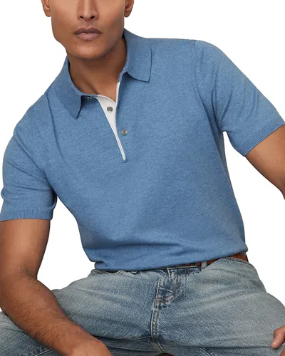 Reiss Finch Short Sleeve Polo Shirt In Blue