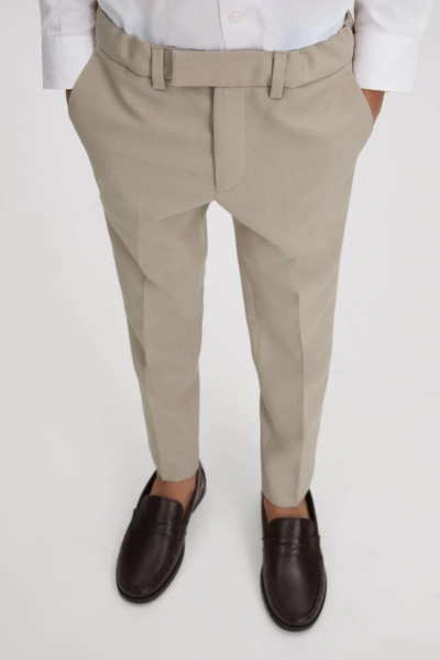 Reiss Fine - Stone Junior Wool Side Adjusters Trousers, Uk 9-10 Yrs