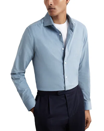 Reiss Fine Corduroy Button Front Shirt In Blue