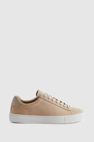 Reiss Mens Stone Finley Logo-embossed Leather Low-top Trainers