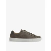 Reiss Mens Grey Finley Logo-embossed Leather Low-top Trainers In Grey