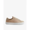 Reiss Mens Stone Finley Logo-embossed Leather Low-top Trainers