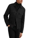 Reiss Finley Twill Button Front Overshirt In Black