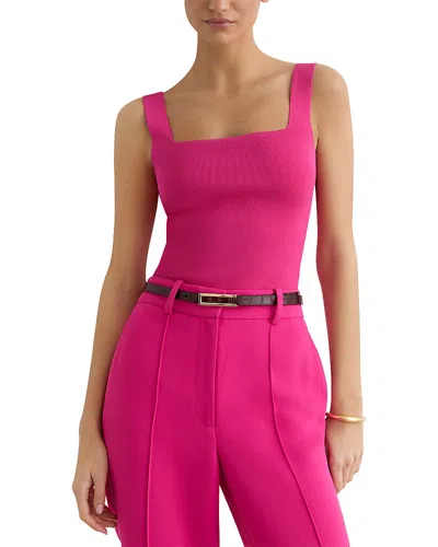 Reiss Womens Hot Pink Fion Square-neck Stretch-woven Vest