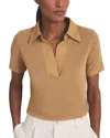 Reiss Fitted Polo Top In Tan