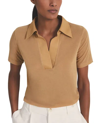 Reiss Fitted Polo Top In Tan