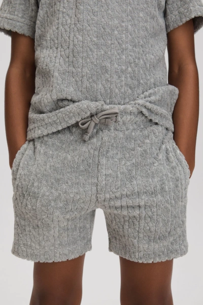 Reiss Kids' Fletcher - Soft Grey Towelling Drawstring Shorts, Uk 9-10 Yrs