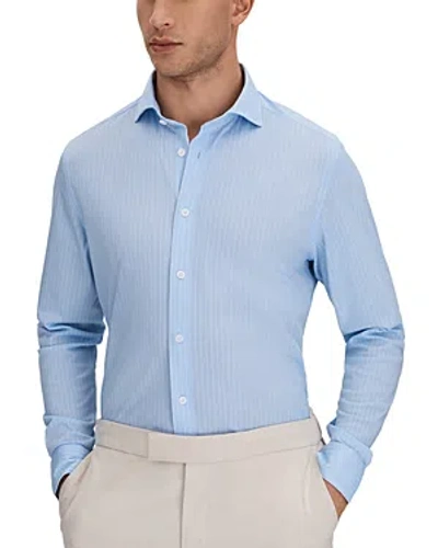 Reiss Fletcher Long Sleeve Cutaway Shirt In Soft Blue/white