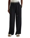 Reiss Navy Waistband Detail Wide Leg Trousers In Navy
