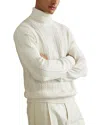 Reiss White Cabled Roll-neck Jumper With Cotton And Wool In White