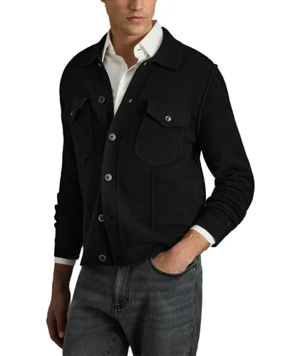 Reiss Flinch Button Though K Wool Sweater In Black