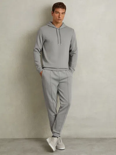 Reiss Flint Grey Interlock-jersey Drawstring Joggers In Gray