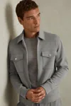 Reiss Flint Grey Medina Interlock Jersey Zipped Overshirt