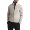 Reiss Flintoff Quilted Hybrid Jacket In Stone