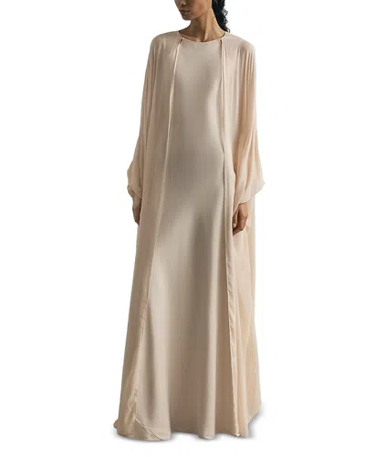 Reiss Womens Cream Flora Cape-detail Woven Maxi Dress In Brown