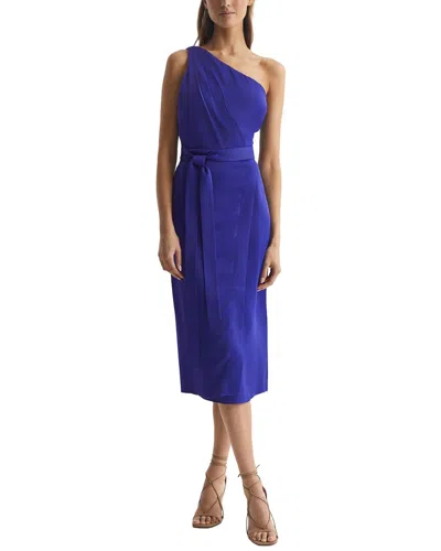 Reiss Flora Satin One Shoulder Dress In Purple