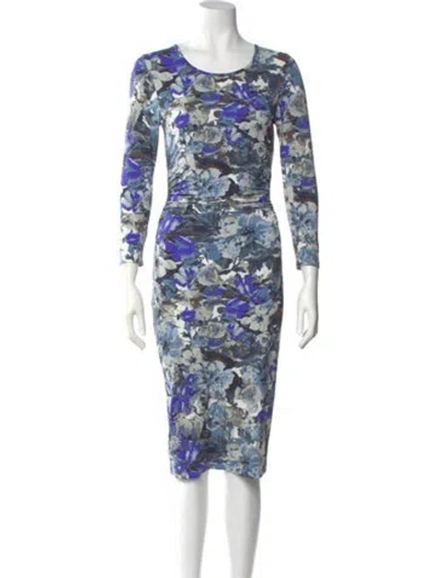 Pre-owned Reiss Floral Print Knee-length Dress In Blue