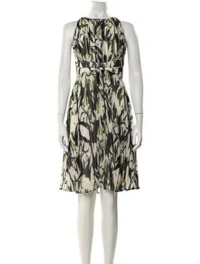 Pre-owned Reiss Floral Print Knee-length Dress In Neutral