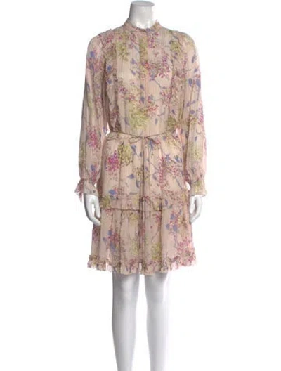Pre-owned Reiss Floral Print Knee-length Dress In Pink