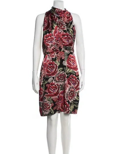 Pre-owned Reiss Floral Print Knee-length Dress In Red
