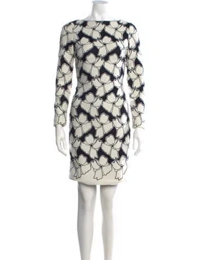 Pre-owned Reiss Floral Print Knee-length Dress In White