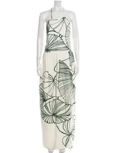 Pre-owned Reiss Floral Print Long Dress In Neutral