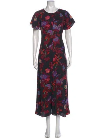 Pre-owned Reiss Floral Print Long Dress W/ Tags In Multi