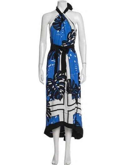 Pre-owned Reiss Floral Print Midi Length Dress In Blue
