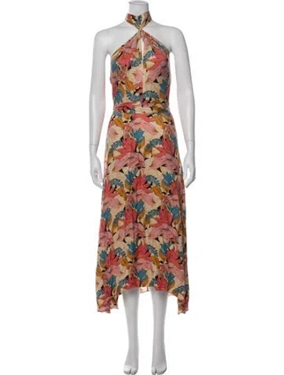 Pre-owned Reiss Floral Print Midi Length Dress In Multi