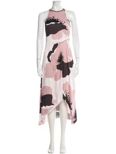 Pre-owned Reiss Floral Print Midi Length Dress In Pink
