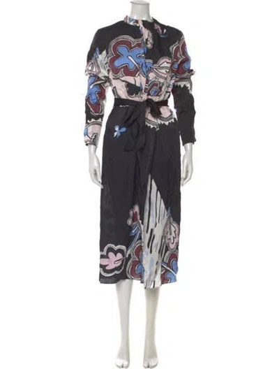 Pre-owned Reiss Floral Print Midi Length Dress W/ Tags In Multi