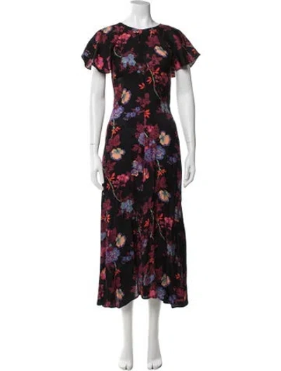Pre-owned Reiss Floral Print Midi Length Dress W/ Tags In Multi