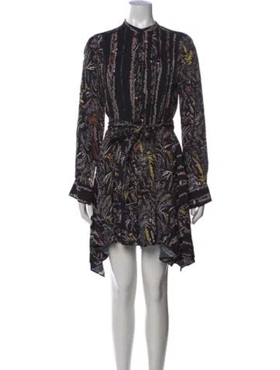 Pre-owned Reiss Floral Print Mini Dress In Black
