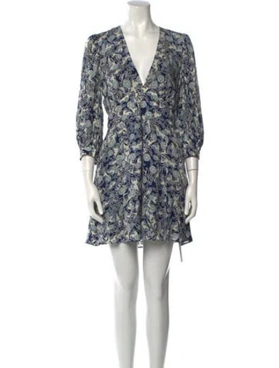 Pre-owned Reiss Floral Print Mini Dress In Blue