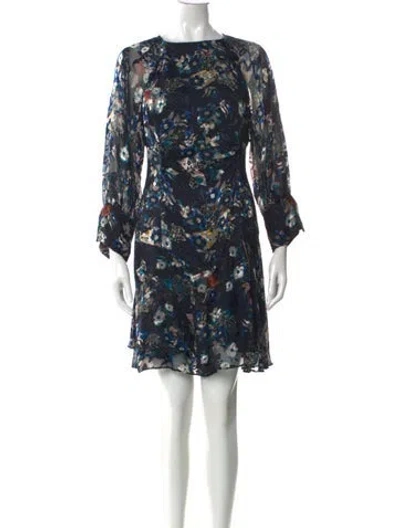 Pre-owned Reiss Floral Print Mini Dress In Blue