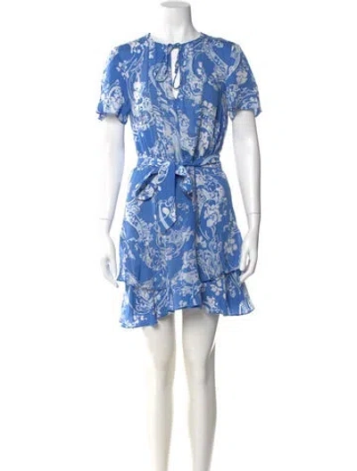 Pre-owned Reiss Floral Print Mini Dress In Blue
