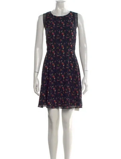 Pre-owned Reiss Floral Print Mini Dress In Blue
