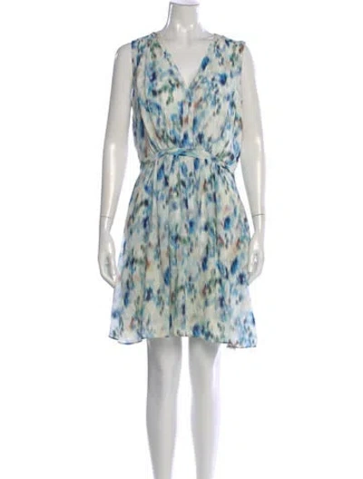 Pre-owned Reiss Floral Print Mini Dress In Blue