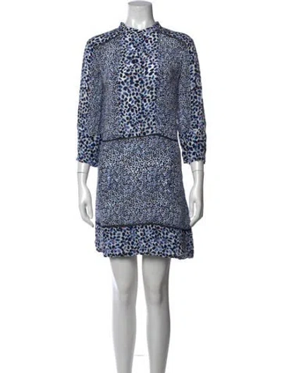 Pre-owned Reiss Floral Print Mini Dress In Blue