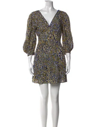 Pre-owned Reiss Floral Print Mini Dress In Blue