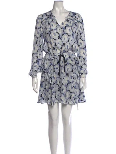 Pre-owned Reiss Floral Print Mini Dress In Blue