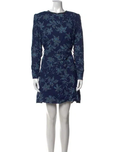 Pre-owned Reiss Floral Print Mini Dress In Blue