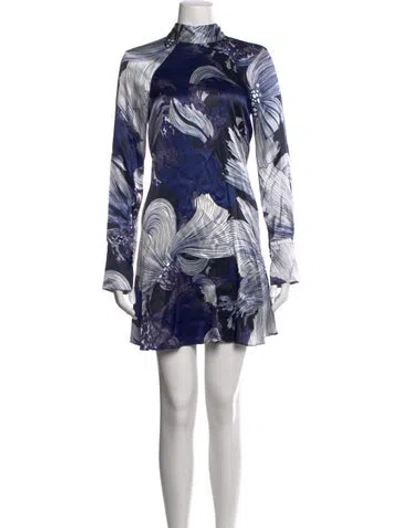 Pre-owned Reiss Floral Print Mini Dress In Blue