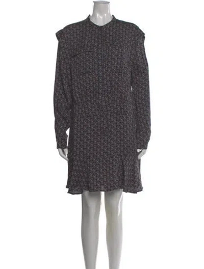 Pre-owned Reiss Floral Print Mini Dress In Gray