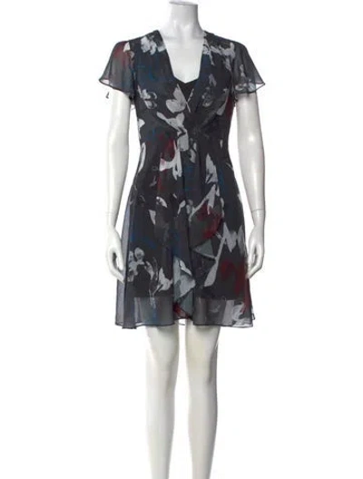 Pre-owned Reiss Floral Print Mini Dress In Multicolor