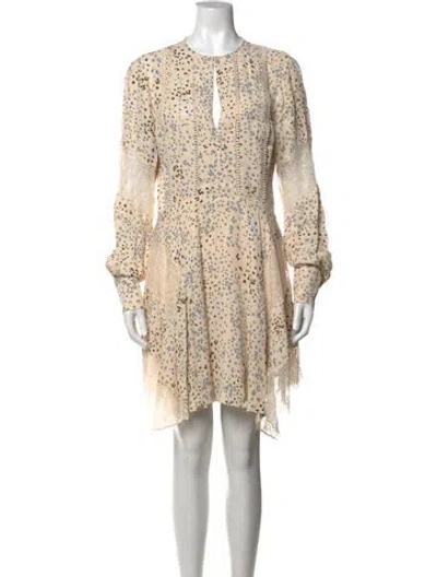 Pre-owned Reiss Floral Print Mini Dress In Neutral