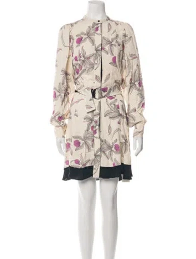 Pre-owned Reiss Floral Print Mini Dress In Neutrals