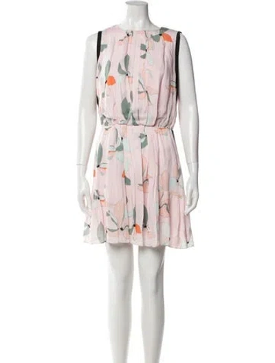 Pre-owned Reiss Floral Print Mini Dress In Pink