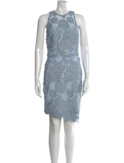 Pre-owned Reiss Floral Print Mini Dress W/ Tags In Blue
