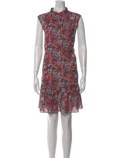 Pre-owned Reiss Floral Print Mini Dress W/ Tags In Red